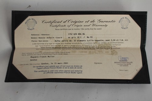 Franck muller certificat - muller,