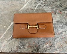 Ancien Vintage Portefeuille GUCCI Italy Modèle Mors Cheval Cuir Marron
