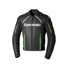 Veste Kawasaki Cuir Rimini Modèle Officiel Homme Noir Vert - Cuir - XL -...