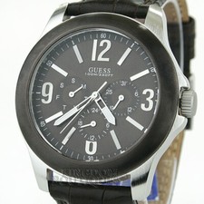 New GUESS Mens Watch Casual Brown LeatheR Water Resistant 100M Quartz NwT Reloj