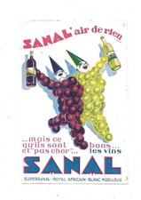 Beau Buvard publicitaire  thème alcool  vins Sanal hommes raisins