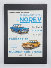 NOREV - Affichette Revendeur Originale - Microminiatures - Simca 1500 et Panhard