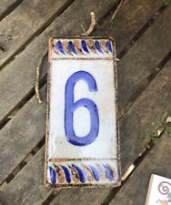 Vintage Mid century￼ French Ceramic Tile House Number 6 address retro hand paint