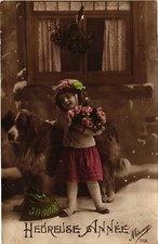 CPA AK St. Bernard with a Girl