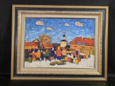 Tableau huile paysage animé