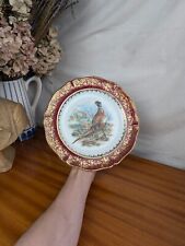 Assiette en Porcelaine de Limoges Décorée de Faisans par R Bonhomme, Vintage 60s