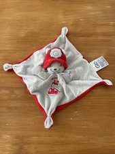 Doudou Plat Carré Ours Gris Rouge Blanc Rayé Petit Pin Pon Camion Mots D'enfants