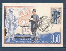 carte  1er jour  journée du timbre   69  Lyon    1950