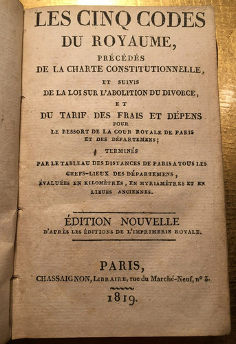 1819 les cinq codes du - les,