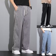 Jean décontracté taille élastique pour homme en noir bleu clair couleurs gris