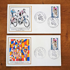 ⭐ FRANCE 2 Enveloppes FDC Championnats Cyclisme 1972 SERIGRAPHIE THIAUDE⭐