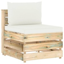 Bois Imprégné de Vert Canapé d'Angle Sectionnel avec Coussins Terrasse vidaXL