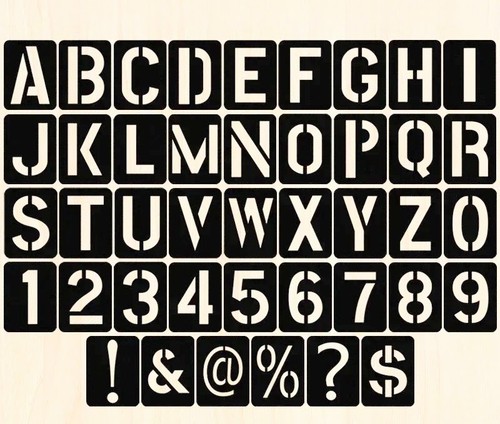 Alphabet pochoirs lettres - , et