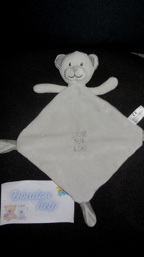 Doudou plat ours - plat, gris