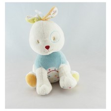 Doudou lapin blanc bleu jaune