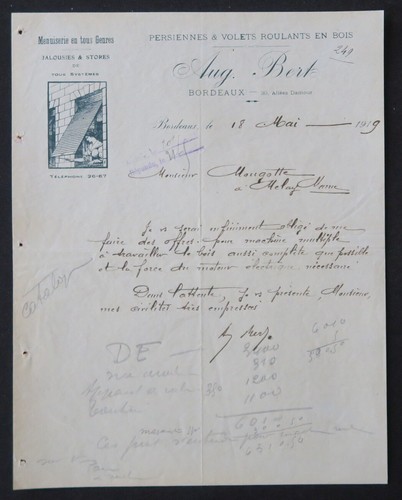 Facture 1919 bordeaux aug - 1919,