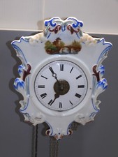 -ANCIENNE PENDULE FORET NOIRE PORCELAINE avec 2 SONNERIES COLLECTION HORLOGE  D