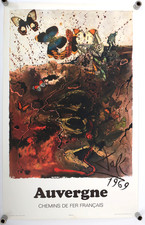Affiche vintage Salvador DALI - Chemins de fer français - AUVERGNE - SNCF 1969