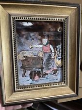 Tableau Emaux Sur Cuivre Vieux Metiers La Lessiveuse  D’apres L’oeuvre De MILLET