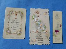 LOT 3 IMAGES PIEUSES CELLULOID COMMUNION LOURDES FLEURS