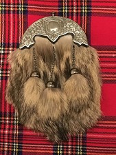 NEUF COMPLET Robe KILT SPORRAN FOX FOURRURE CELTIQUE troussequin ANTIQUE /