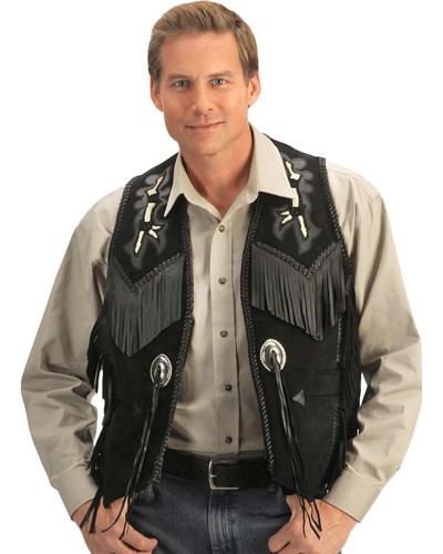 Hommes noir cow boy gilet - noir, cow-boy
