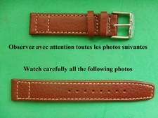 18 mm SOLIDE BRACELET CUIR VEAU VÉRITABLE GRAINÉ MARRON COUSU TOP QUALITÉ PRIX