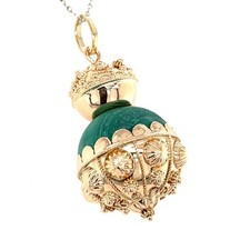 Pendentif En Gland En Malachite En Or Jaune 18K De Style Vintage