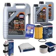 Bosch Inspection Set 7 L Huile Liqui Moly Top Tec 4210 0W-30 pour Audi A4 Avant