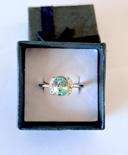 Bague zircon bleu bicolore