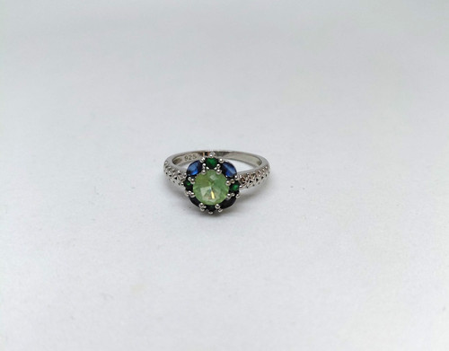 Bague fleur zirconium vert - zirconium,