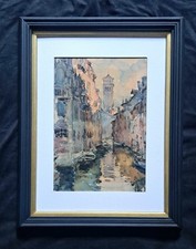 Tableau impressionniste, aquarelle de H-E WAGNER - Ecole française Venise + 4 CD