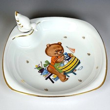 Assiette chauffante bébé ours porcelaine Chauvigny FD France vintage