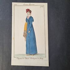 Gravure de Mode 1806 Costume Parisien Chapeau Redingote Empire Fashion Etching