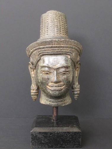 Tête bouddha khmer en - de,