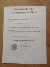 WW1 BADE BREVET MÉDAILLE POUR