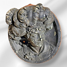 Antique Victorian Wall Plaque 3D Ornate Portrait Plaster Relief 19th century