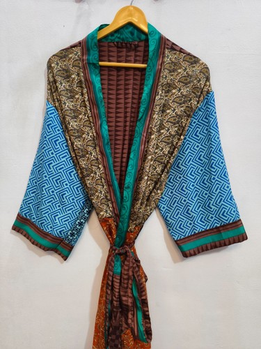 Patchwok sari silk kimono - patchwok,