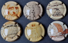Lot 6 CAPSULES générique série LEONARD DE VINCI - PLAQUE DE MUSELET CHAMPAGNE
