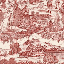 Tissu au mètre Toile de jouy Versailles rouge coton Bachette largeur 1m40 - MCTI