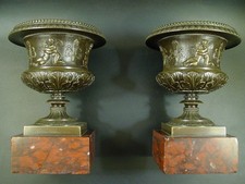 Paire vases bronze Médicis style Empire cassolettes Putti XIXéme