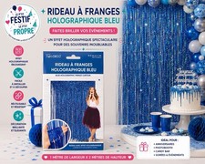 RIDEAU FRANGES METALLIQUE BLEU