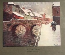 Gravure en couleurs "Le pont d'Amiens" Frits Thaulow, 1906