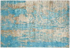 Tapis Vintage 230X160 Tissé À La Main Bleu Marron Abstrait