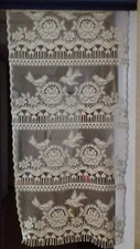 1 rideau/panneau blanc ajouré motif oiseaux petite frange