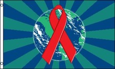 DRAPEAU RUBAN ROUGE LUTTE