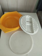 Tupperware rape De Table Ronde Avec Bac Et Couvercle Rare Vintage Orange Beige 