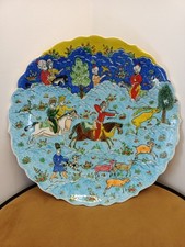 Assiette/Plat Ancien Turquie Kutahya, Scène De Chasse, Signé Elsam Akdeniz Gini.