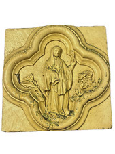 ANCIENNE PLAQUE TABLEAU EN PLÂTRE LA VIERGE MARIE STATUE CRUCIFIX JESUS CHRIST