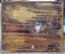 Tableau Huile Georges FAGET-BÉNARD (né 1944) Visage Femme Paysage Ciel Doré XXe